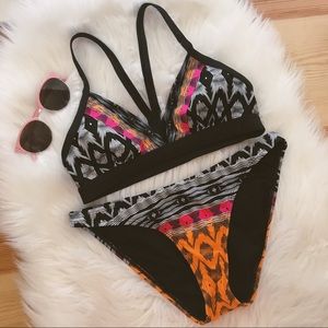 athleta 2 piece geometric athletic bikini